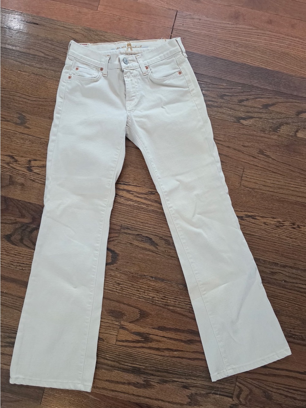 7 For All Mankind cream bootcut Jeans